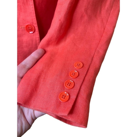 Talbots Jacket Womens Size 8 Coral Blazer 3button Notched Lapel Linen Classic - Picture 4 of 9